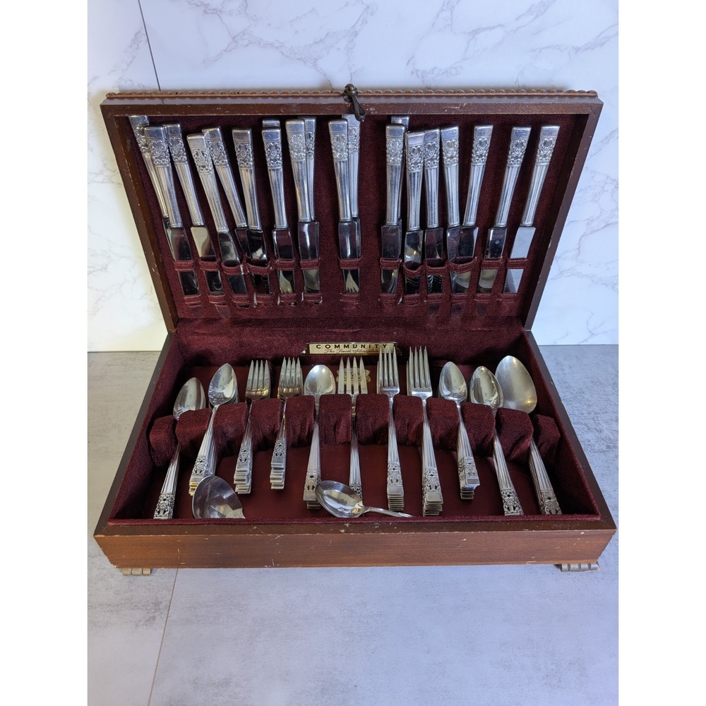Vintage 1936 Coronation Silverware Set by Community Plate - Original Box 110 PCS